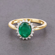 Bids.com 1.34 Carat Genuine Zambian Emerald and White Diamond 14K Yellow Gold Ring Rings