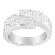 Bids.com 14K White Gold 2.0 Cttw Channel-Set Princess and Baguette-Cut Diamond Bypass Ring Band (G-H Color, SI1-SI2 Clarity) - Ring Size 6.5 Rings