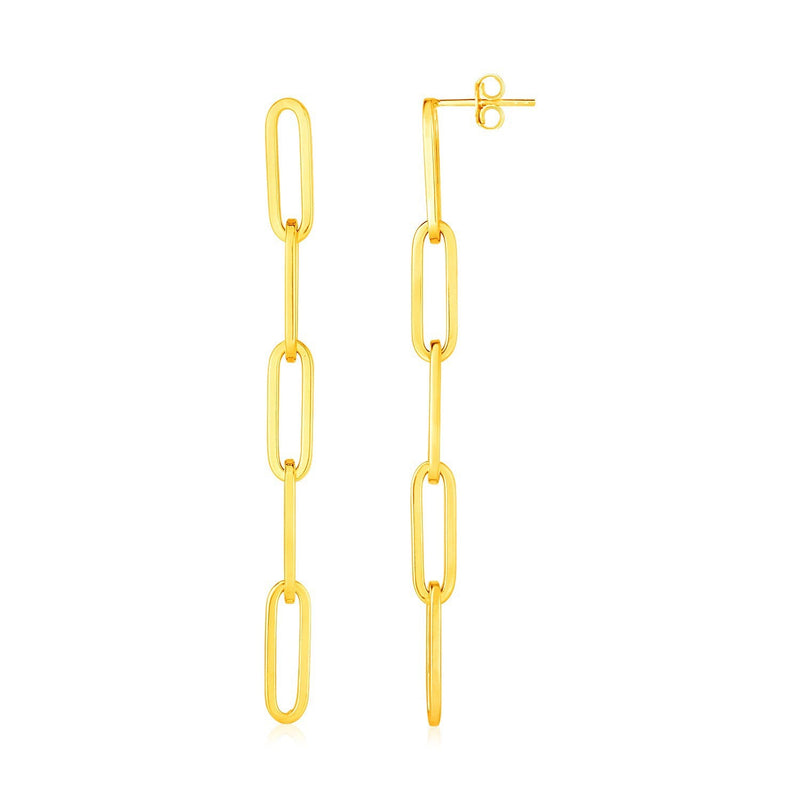 Bids.com 14K Yellow Gold Five Link Paperclip Chain Earrings Earrings