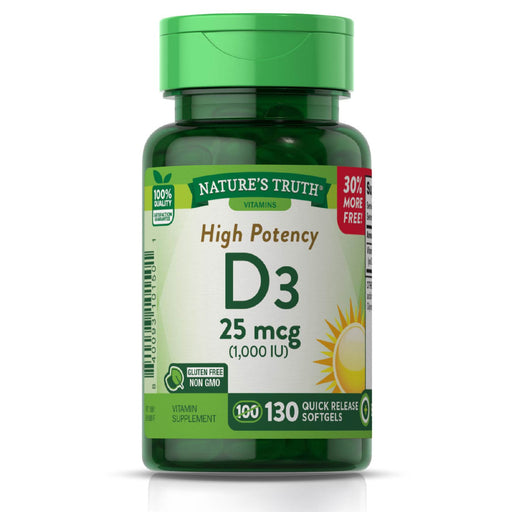 Nature's Truth Nature's Truth Vitamin D3, High Potency, 25 Mcg, Quick Release Softgels Vitamins & Supplements