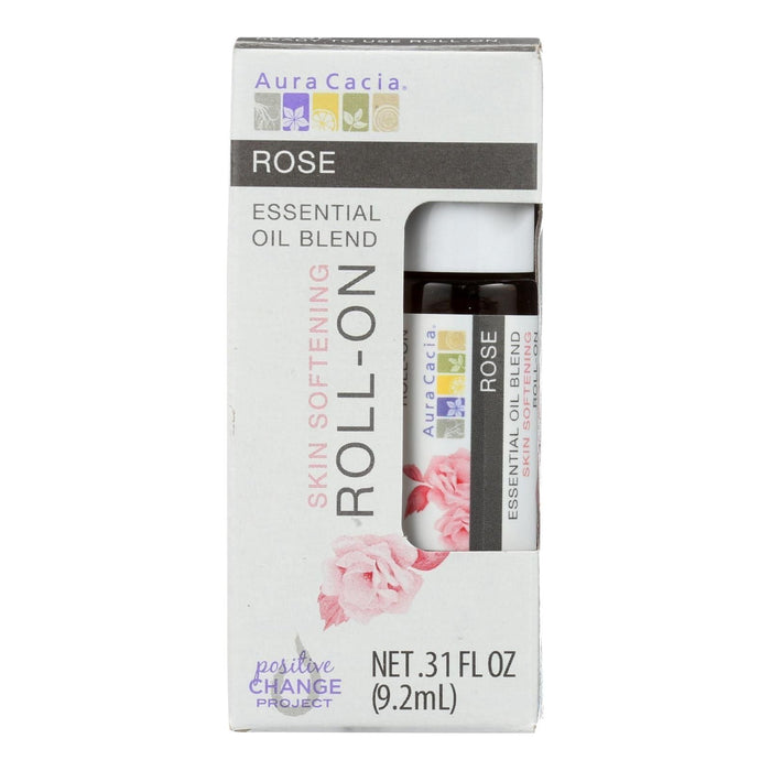 Aura Cacia Rose Essential Oil Roll-On, Pack of 4, 0.31 Fl Oz Each