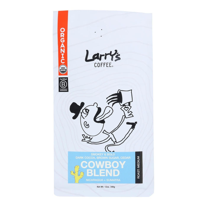 Larry's Coffee Cowboy Whole Bean Coffee Blend (Pack of 6) 12 Oz Bags
