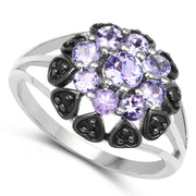 Bids.com 1.18 Carat Genuine Tanzanite and Black Spinel .925 Sterling Silver Ring Rings
