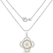 Bids.com 0.57 Carat Genuine White Diamond and Yellow Diamond .925 Sterling Silver Pendant Pendants