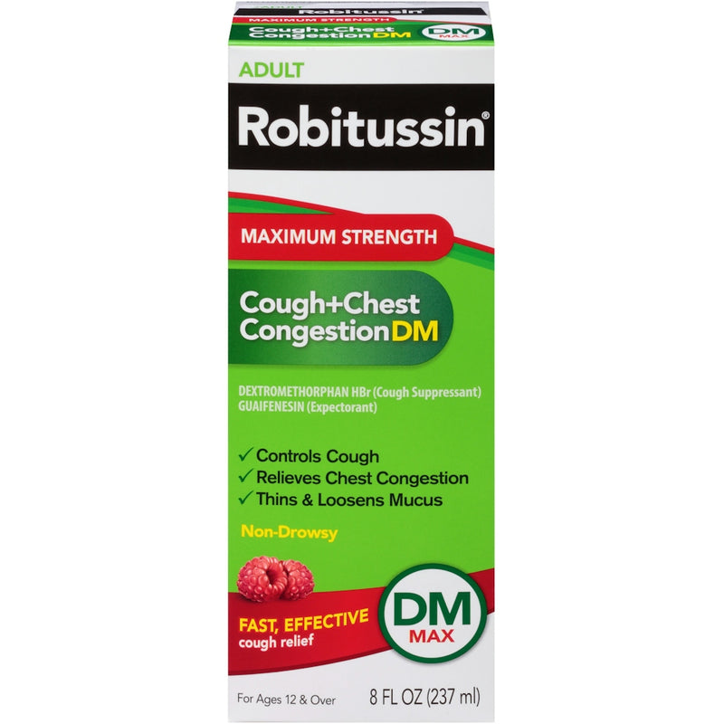 Robitussin Robitussin Adult Maximum Strength Cough + Chest Congestion DM, Raspberry - 8 oz Respiratory Care