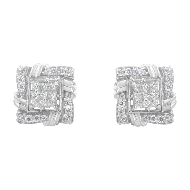 Bids.com .925 Sterling Silver 1/2 Cttw Round-Cut Diamond Stud Earrings (I-J Color, I1-I2 Clarity) Earrings