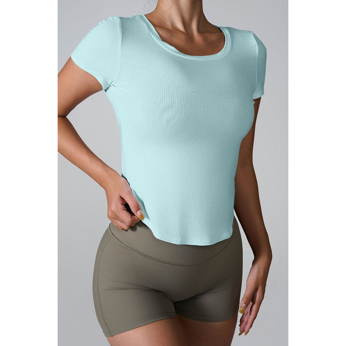 Cutout Round Neck Short Sleeve Active T-Shirt