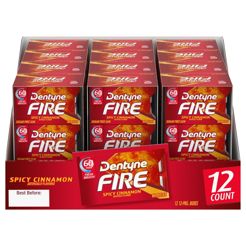 Dentyne Dentyne Fire Spicy Cinnamon Sugar Free Gum, 16 Piece Pack Candy & Chocolate White Smoke