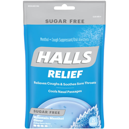Halls Halls Relief, Menthol, Cough Suppressant/Oral Anesthetic, Sugar Free, Mountain Menthol Flavor, 25 Drops Health & Beauty