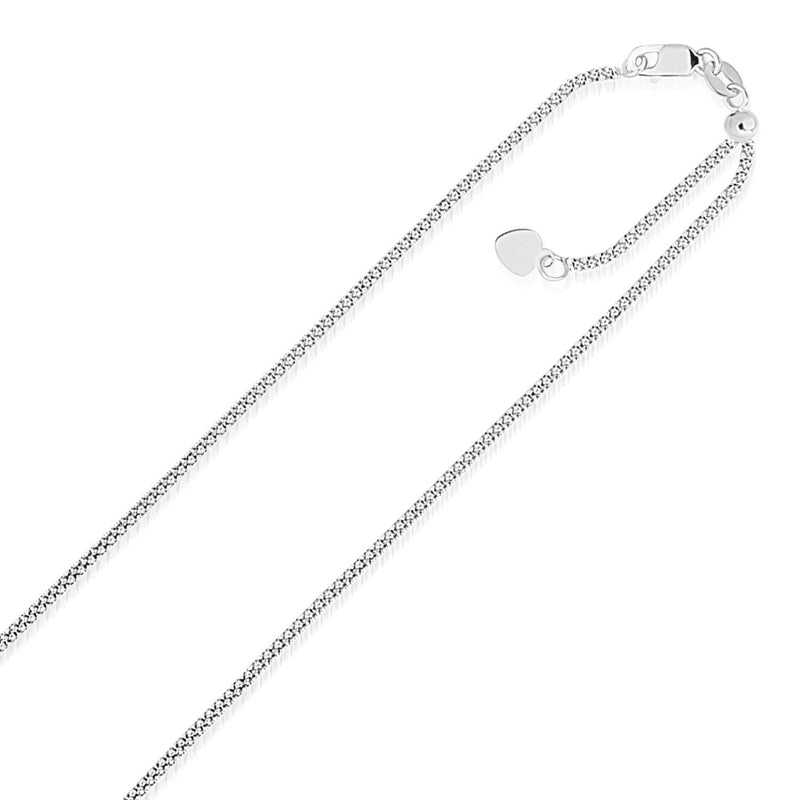 Bids.com 14k White Gold Adjustable Popcorn Chain 1.3mm Necklaces