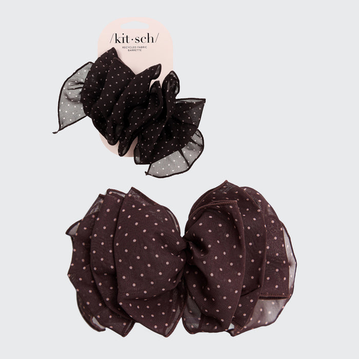 Kitsch - Chiffon Polka Dot Bow Barrette