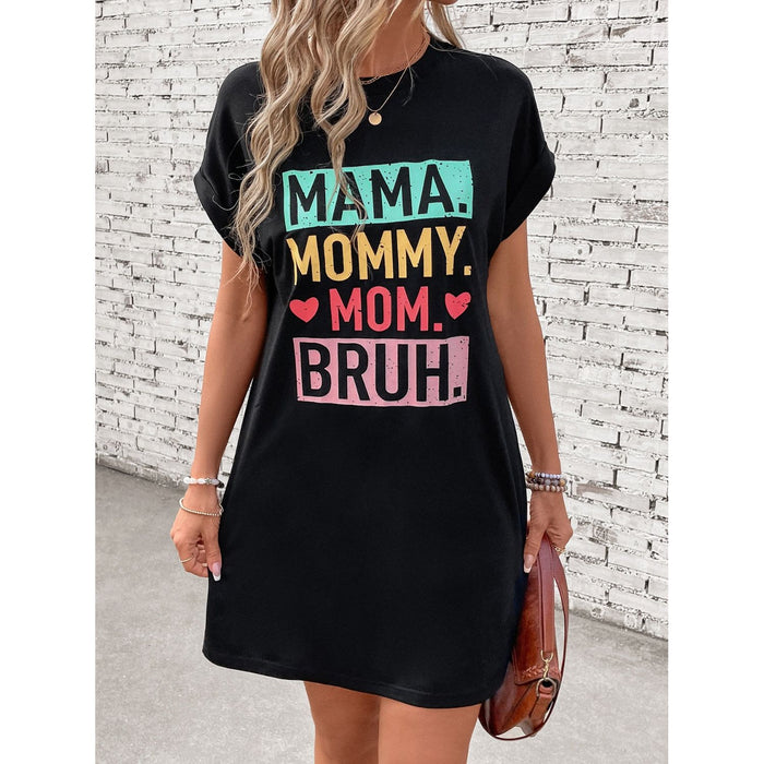 Letter Graphic Short Sleeve Mini Tee Dress