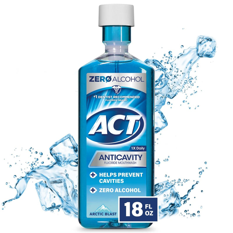 Act Act Zero Alcohol Arctic Blast Anticavity Fluoride Mouthwash, 18 Fl Oz Mouthwash White Smoke