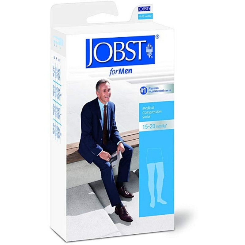 Jobst Jobst For Men Thigh High 15-20mmHg Ribbed Closed Toe, L, Black Health & Beauty White Smoke