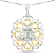 Bids.com 2.10 Carat Genuine Green Amethyst .925 Sterling Silver Pendant Pendants