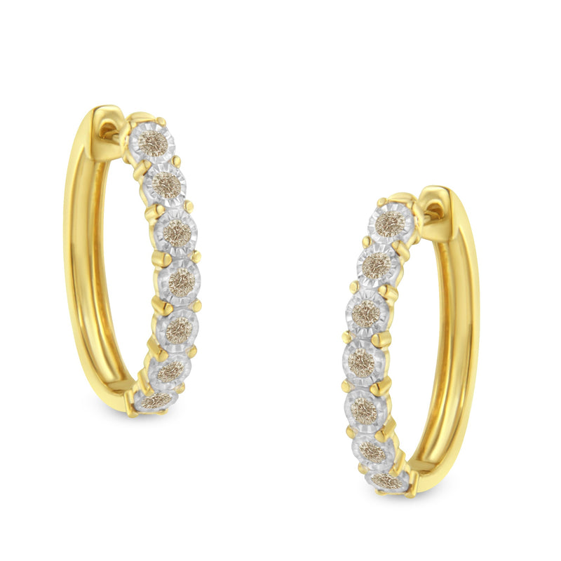 Bids.com 10KT Two-Toned Gold Diamond Hoop Earring (1/2 cttw, J-K Color, I2-I3 Clarity) Earrings