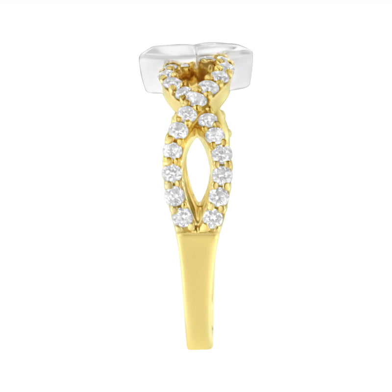 Bids.com 10K Two Tone Color 5/8 Cttw Diamond Kite and Twist Shank Ring (H-I Color,SI2-I1 Clarity) Rings