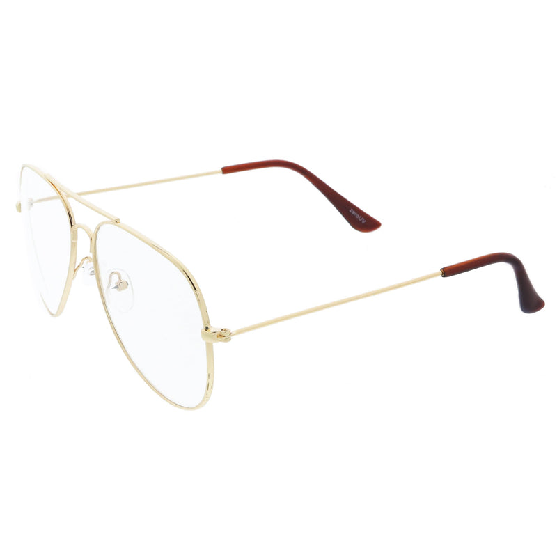 zeroUV Retro Full Metal Aviator Sunglasses With Clear Lenses Glasses 9591 Glasses