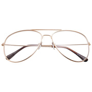 zeroUV Retro Full Metal Aviator Sunglasses With Clear Lenses Glasses 9591 Glasses