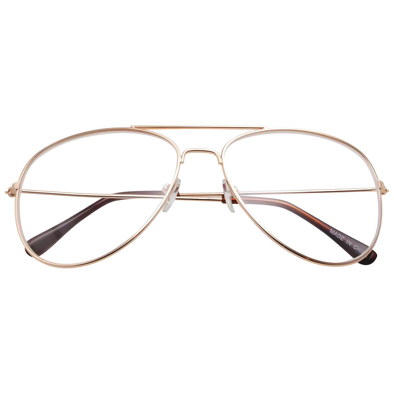 zeroUV Retro Full Metal Aviator Sunglasses With Clear Lenses Glasses 9591 Glasses