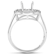 Bids.com 0.48 Carat Genuine White Diamond 14K White Gold Semi Mount Ring - holds 8.00mm Round Gemstone Rings