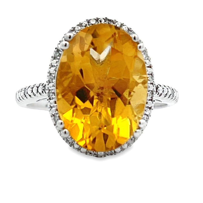 Bids.com 5.17ct Citrine Diamond Ring 14KT White Gold Rings