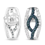Bids.com 0.42 Carat Genuine Blue Diamond & White Diamond .925 Sterling Silver Earrings Earrings