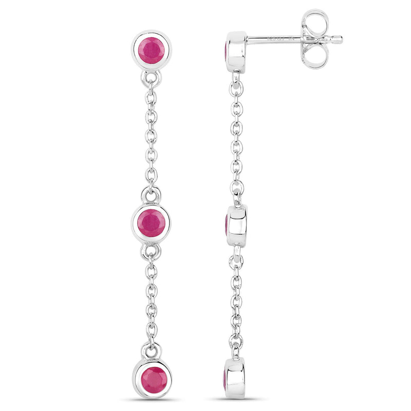Bids.com 0.78 Carat Genuine Ruby .925 Sterling Silver Earrings Earrings