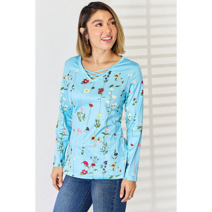 Crisscross Printed Long Sleeve T-Shirt