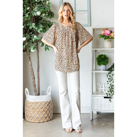 Heimish Animal Print Flutter Sleeve Blouse