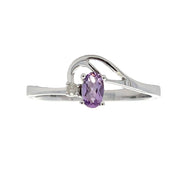 Bids.com .02ct Amethyst Diamond Ring 10KT White Gold Rings