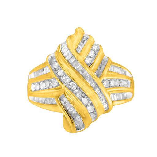 Bids.com 10K Yellow Gold Diamond Bypass Ring (1.0 cttw, H-I Color, I2-I3 Clarity) Rings