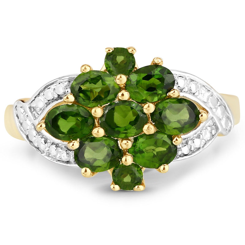 Bids.com 1.26 Carat Genuine Chrome Diopside .925 Sterling Silver Ring Rings