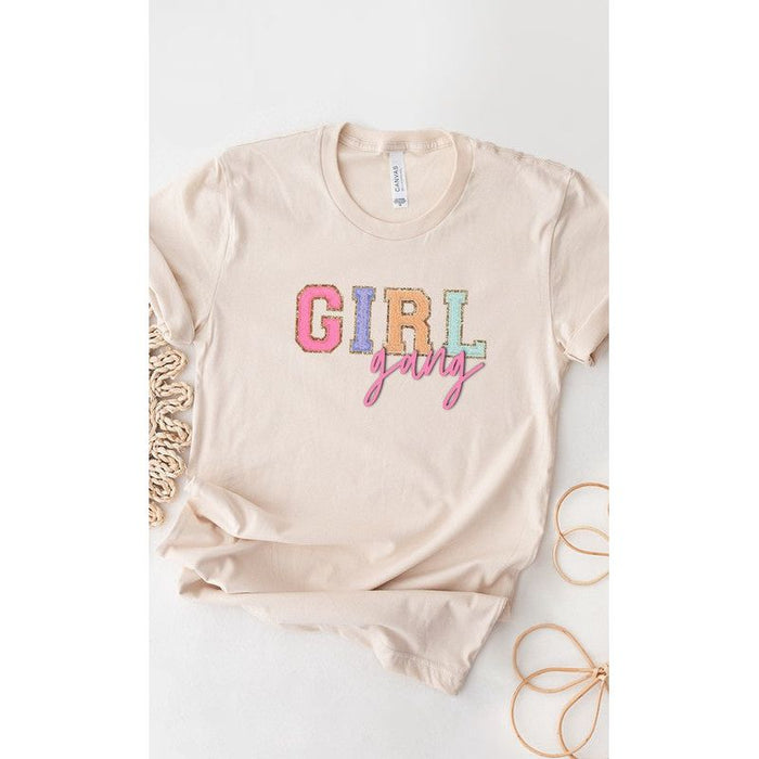 Girl Gang Faux Chenille Letters Graphic Tee