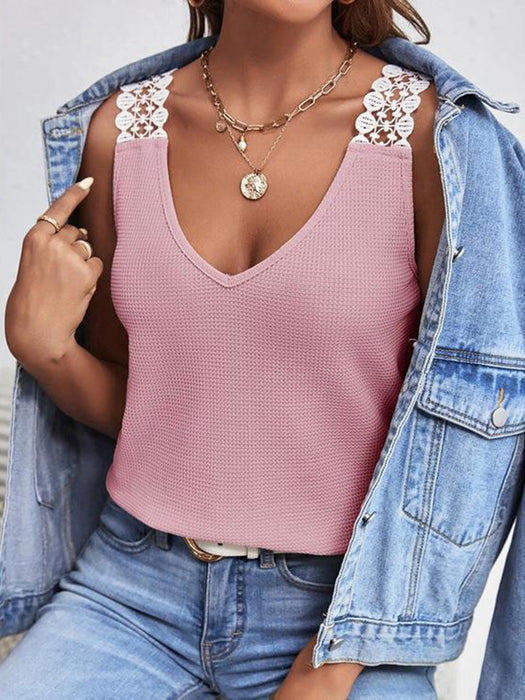 Lace Detail V-Neck Tank