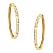 Bids.com 10KT Yellow Gold 1 cttw Slim Diamond Hoop Earrings (I-J Color, I1-I2 Clarity) Earrings