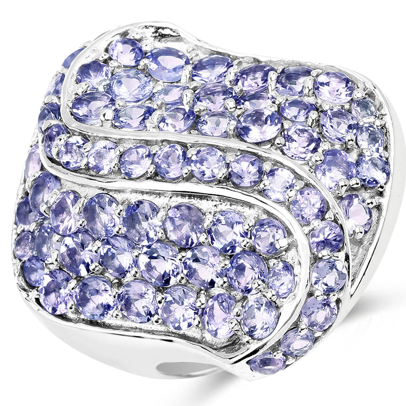 Bids.com 3.65 Carat Genuine Tanzanite .925 Sterling Silver Ring Rings