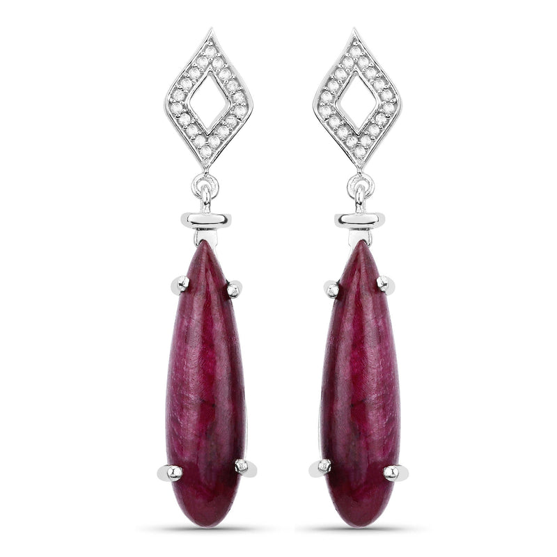 Bids.com 23.25 Carat Dyed Ruby and White Topaz .925 Sterling Silver Earrings Earrings