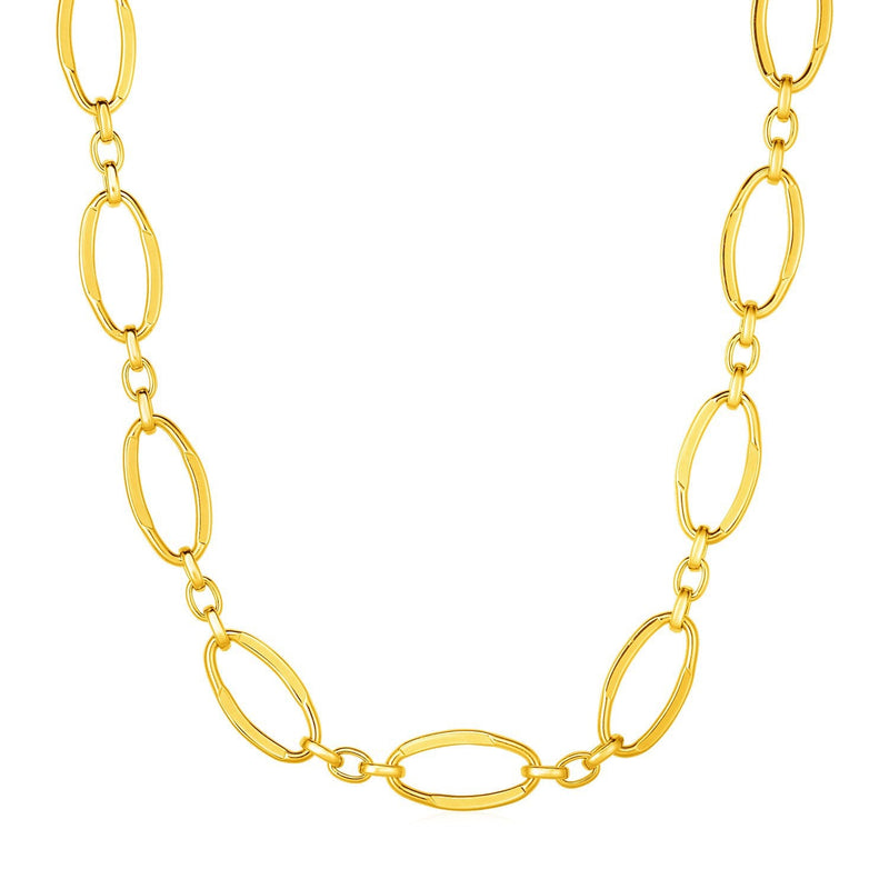 Bids.com 14k Yellow Gold Necklace with Polished Oval Links Necklaces