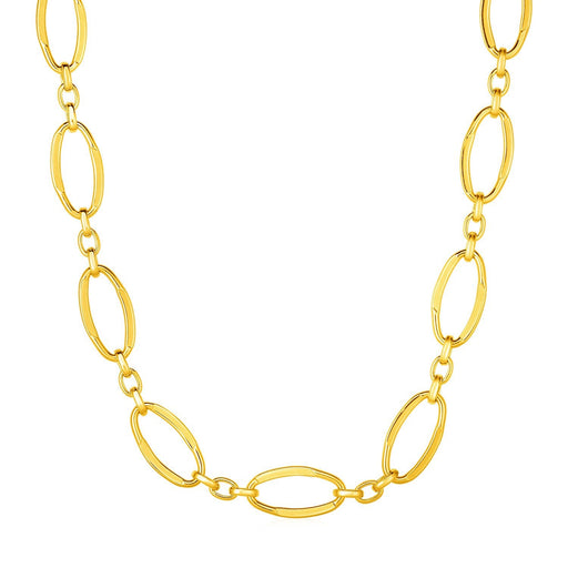 Bids.com 14k Yellow Gold Necklace with Polished Oval Links Necklaces