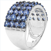 Bids.com 3.08 Carat Genuine Tanzanite .925 Sterling Silver Ring Rings