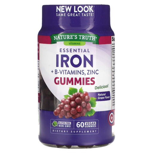 Nature's Truth Nature's Truth Essential Iron + B-Vitamins & Zinc Vegan Gummies - Natural Grape Flavor 60ct Vitamins & Supplements