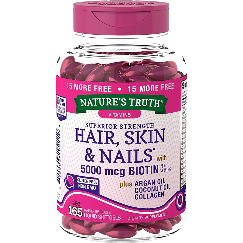 Nature's Truth Nature's Truth® Superior Strength Hair, Skin & Nails – 5000 mcg Biotin (Liquid Softgels) Vitamins & Supplements