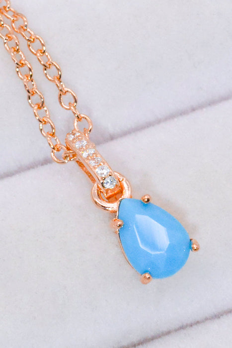 Teardrop Turquoise 4-Prong Pendant Necklace