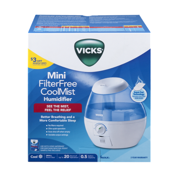Vicks Vicks Mini Filter Free Ultrasonic Cool Mist Humidifier Humidifiers Lavender