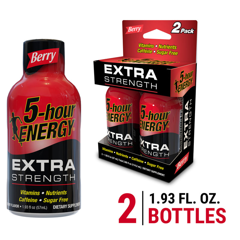 5-Hour Energy 5-Hour Energy 2 Pack Extra Strength Berry Shot 2 1.93 Fl Oz Cans Sports & Energy Drinks