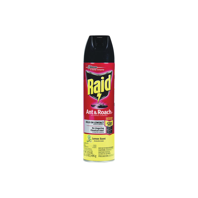 Raid Raid 17.5 Oz. Lemon Scent Ant & Roach Killer Aerosol Spray Pest Control Black