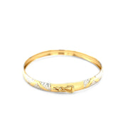 Bids.com 10k Two-Tone Gold Textured Zigzag Style Bangle Bracelets