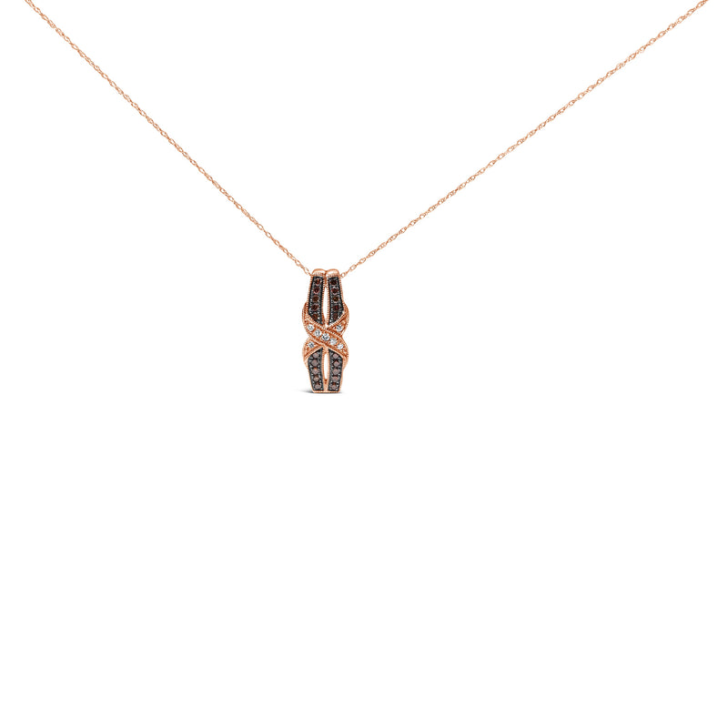 Bids.com 10K Rose Gold 1/4 Cttw White and Chocolate Brown Diamond Infinity Twist Pendant Necklace (I-J Color, I1-I2 Clarity) Necklaces