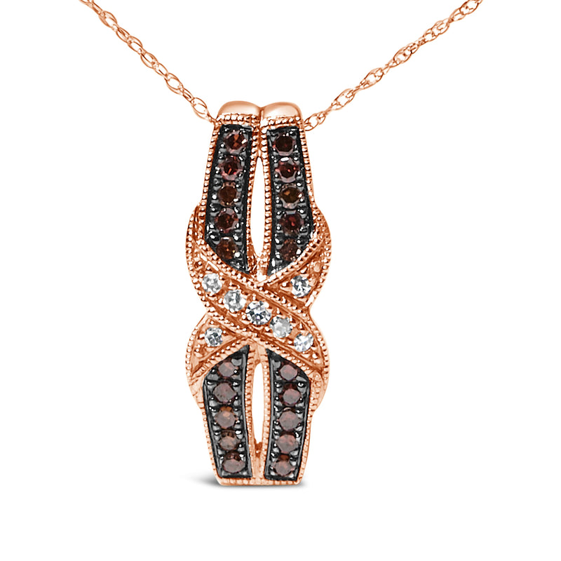 Bids.com 10K Rose Gold 1/4 Cttw White and Chocolate Brown Diamond Infinity Twist Pendant Necklace (I-J Color, I1-I2 Clarity) Necklaces